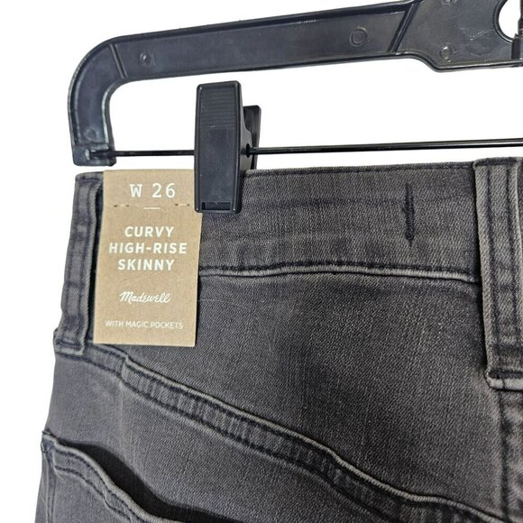 Madewell Curvy High-Rise Skinny Jeans W26 Black Distressed Denim Size 26 - Picture 3 of 15